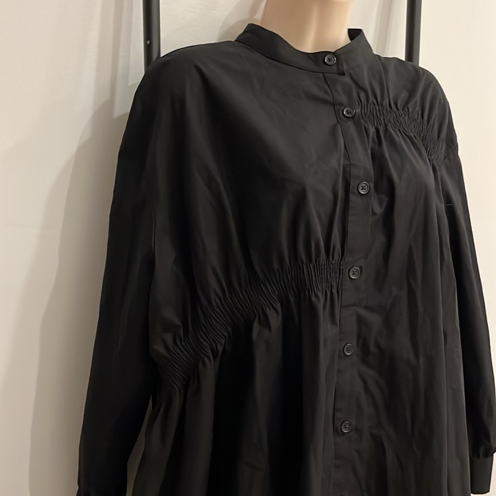 Zara The Etta Black Poplin Baby Doll Button Up Mini Dress Women Size S - Picture 3 of 8